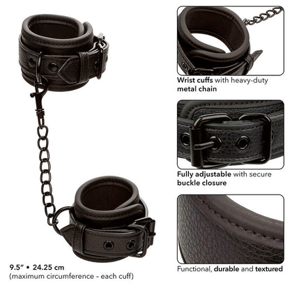 CALEXOTICS - NIGHTTIME ADJUSTABLE LEATHER HANDCUFFS BLACK