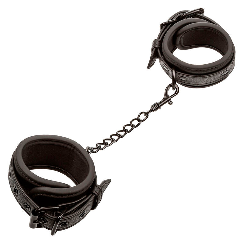 CALEXOTICS - NIGHTTIME ADJUSTABLE LEATHER HANDCUFFS BLACK