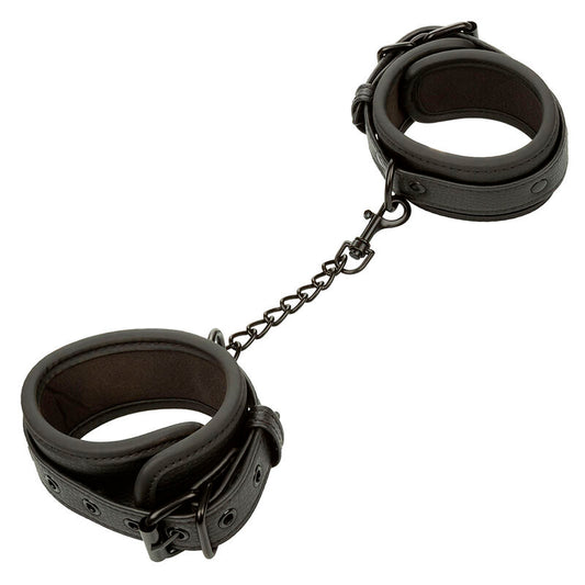 CALEXOTICS - NIGHTTIME ADJUSTABLE LEATHER ANKLE CUFFS BLACK