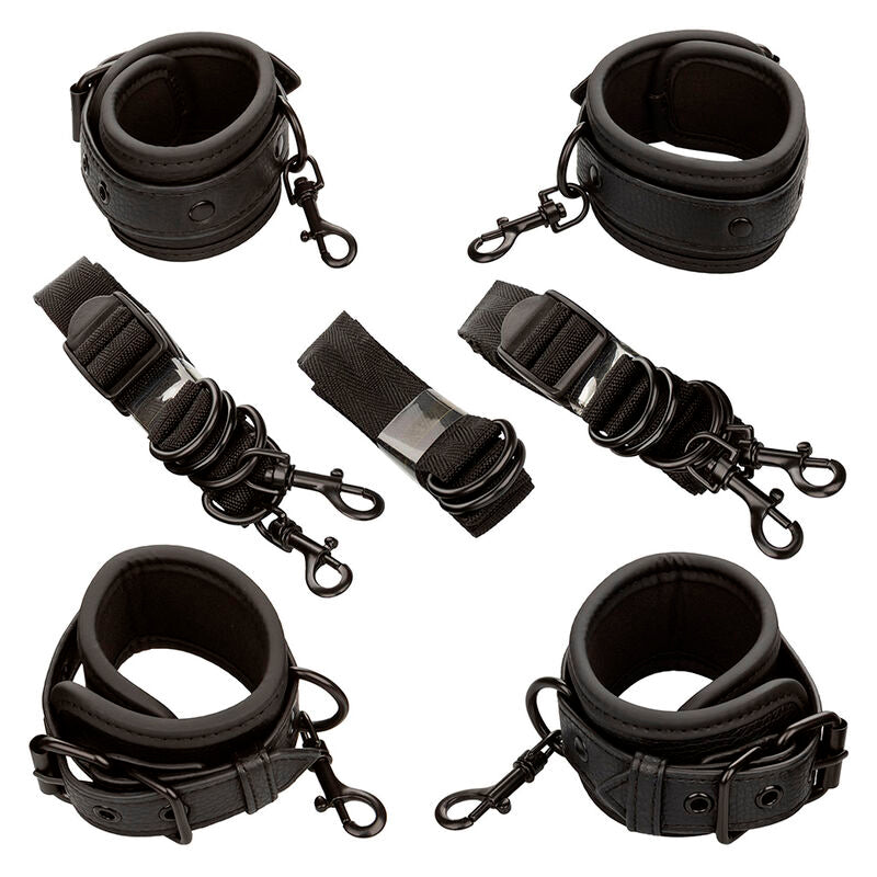 CALEXOTICS - NIGHTTIME ADJUSTABLE LEATHER BED RESTRAINTS BLACK