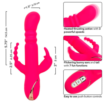 CALEXOTICS - JACK FANTASY TRIPLE VIBRADOR AQUECÍVEL RABBIT ROSA