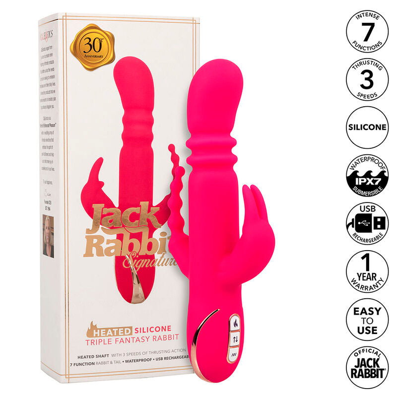 CALEXOTICS - JACK FANTASY TRIPLE VIBRADOR AQUECÍVEL RABBIT ROSA