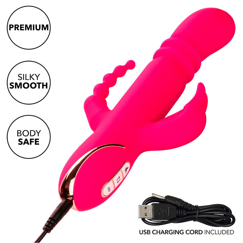 CALEXOTICS - JACK FANTASY TRIPLE VIBRADOR AQUECÍVEL RABBIT ROSA