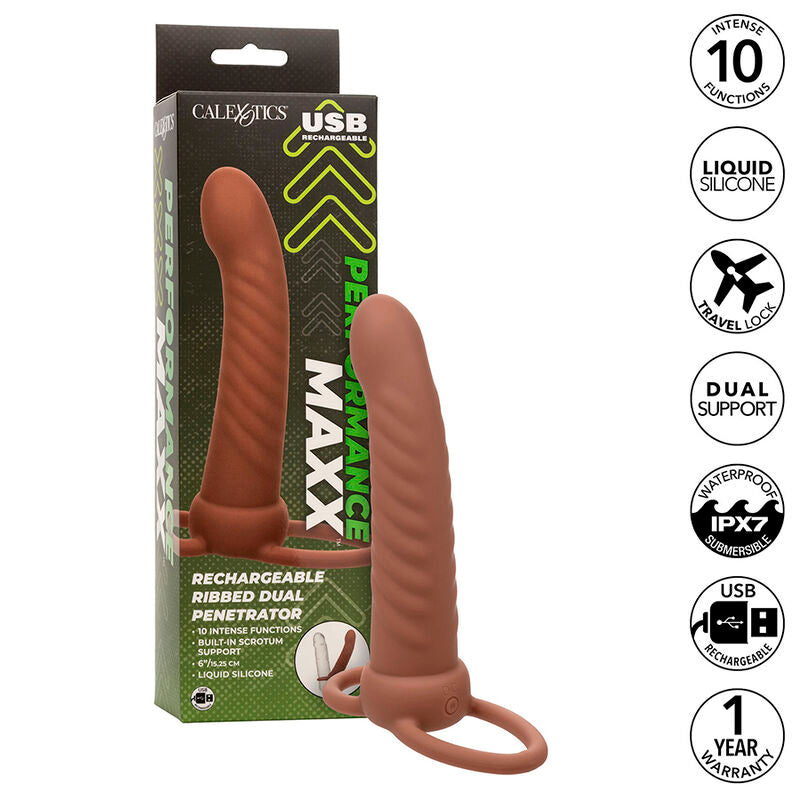 CALEXOTICS - MAXX DOUBLE GROOVED PENETRATOR 10 VIBRATIONS MULATTO