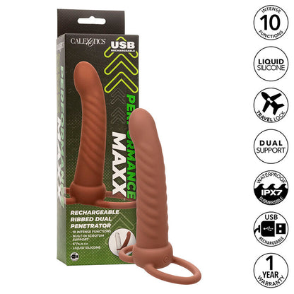 CALEXOTICS - MAXX DOUBLE GROOVED PENETRATOR 10 VIBRATIONS MULATTO
