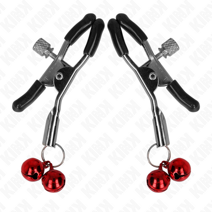 KINK - NIPPLE CLAMPS WITH DOUBLE BELL RED 6 CM
