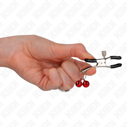 KINK - NIPPLE CLAMPS WITH DOUBLE BELL RED 6 CM
