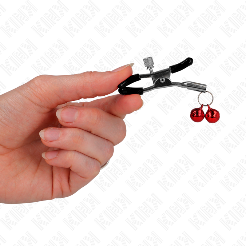 KINK - NIPPLE CLAMPS WITH DOUBLE BELL RED 6 CM