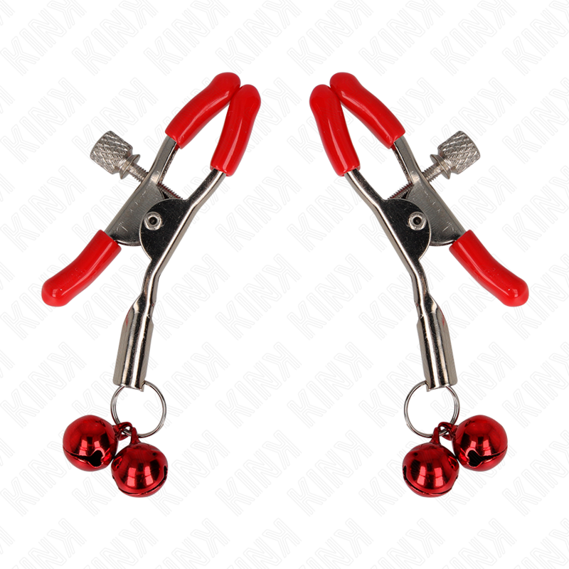 KINK - RED NIPPLE CLAMPS WITH DOUBLE BELL RED 6 CM