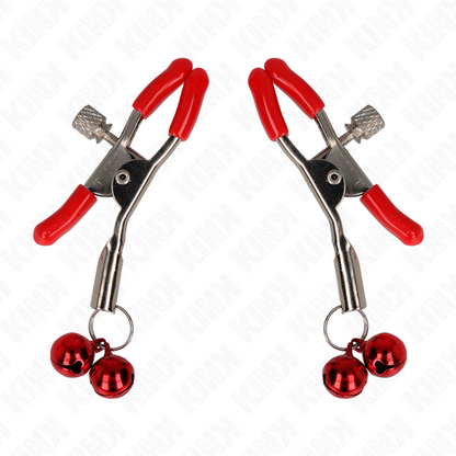 KINK - RED NIPPLE CLAMPS WITH DOUBLE BELL RED 6 CM