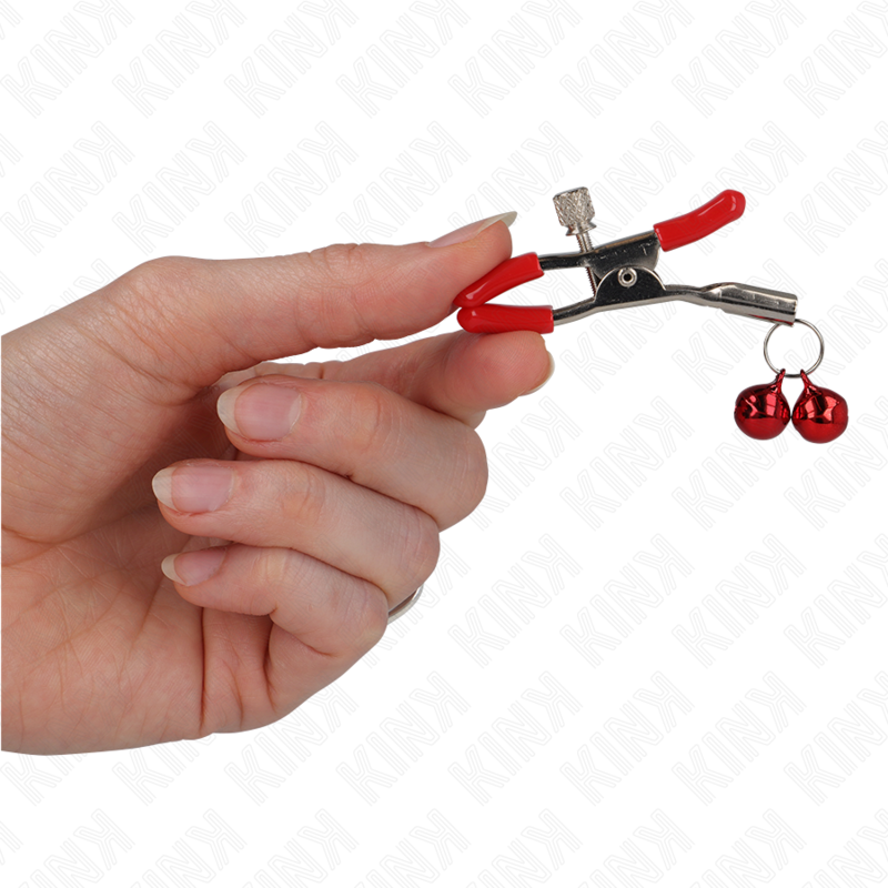 KINK - RED NIPPLE CLAMPS WITH DOUBLE BELL RED 6 CM
