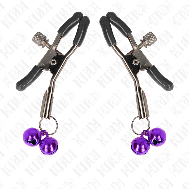 KINK - NIPPLE CLIPS WITH DOUBLE BELL VIOLET 6 CM