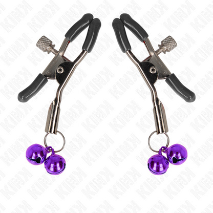 KINK - NIPPLE CLIPS WITH DOUBLE BELL VIOLET 6 CM