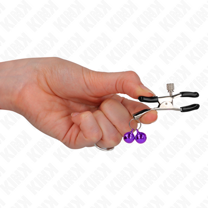 KINK - NIPPLE CLIPS WITH DOUBLE BELL VIOLET 6 CM