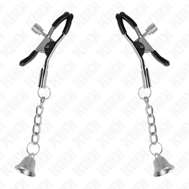 KINK - NIPPLE CLIPS WITH SILVER BELL PENDANT 6 CM