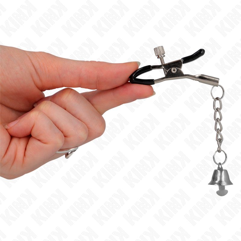 KINK - NIPPLE CLIPS WITH SILVER BELL PENDANT 6 CM