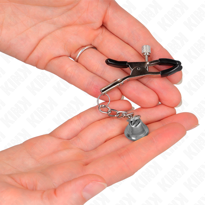 KINK - NIPPLE CLIPS WITH SILVER BELL PENDANT 6 CM