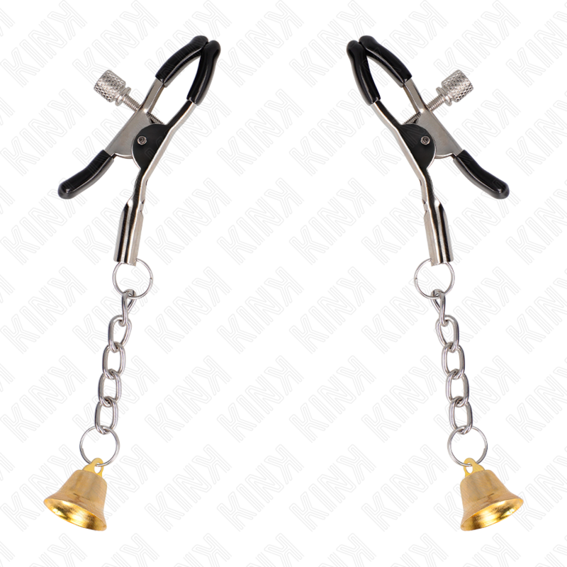 KINK - NIPPLE CLIPS WITH GOLD BELL PENDANT 6 CM