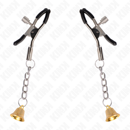 KINK - NIPPLE CLIPS WITH GOLD BELL PENDANT 6 CM