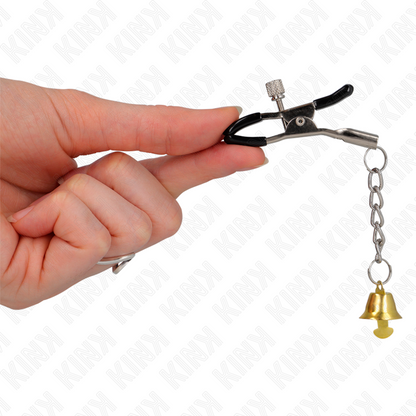 KINK - NIPPLE CLIPS WITH GOLD BELL PENDANT 6 CM