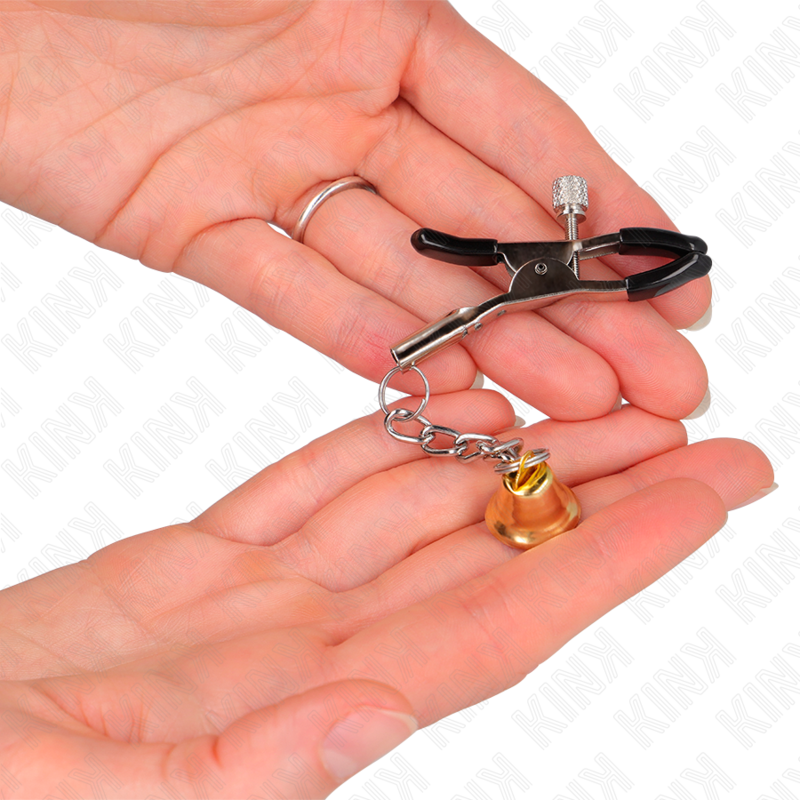 KINK - NIPPLE CLIPS WITH GOLD BELL PENDANT 6 CM
