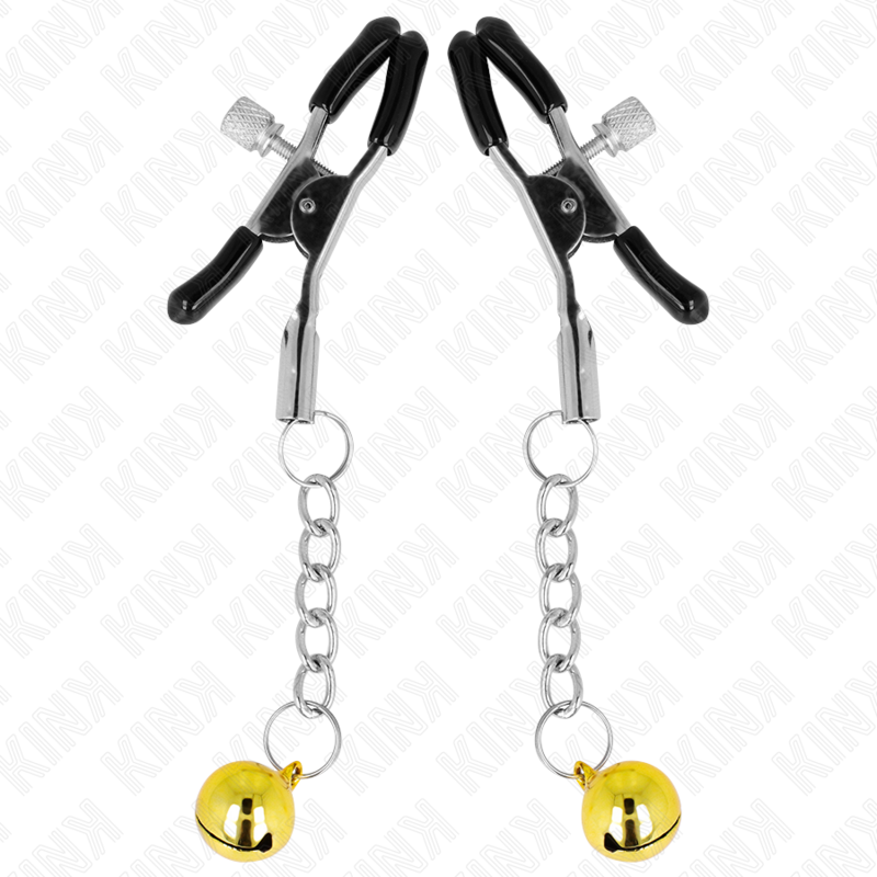 KINK - NIPPLE CLIPS WITH GOLDEN BELL PENDANT 6 CM