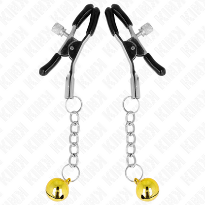 KINK - NIPPLE CLIPS WITH GOLDEN BELL PENDANT 6 CM