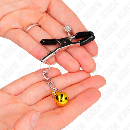 KINK - NIPPLE CLIPS WITH GOLDEN BELL PENDANT 6 CM