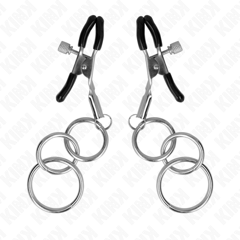 KINK - NIPPLE CLIPS WITH 3 RINGS 6 CM