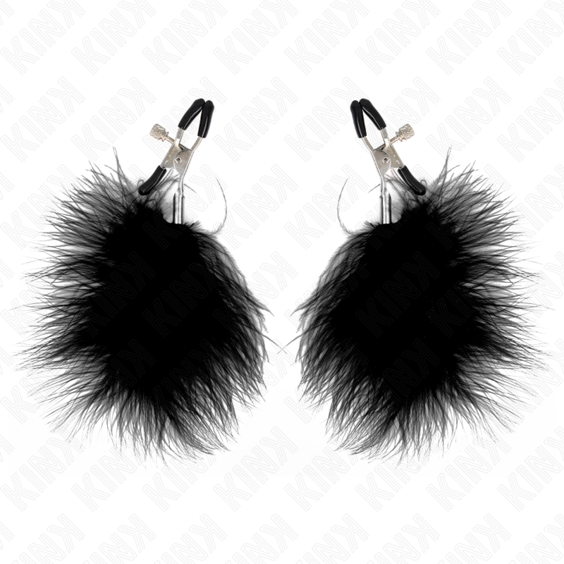 KINK - NIPPLE CLAMPS WITH FEATHER BLACK 7 CM