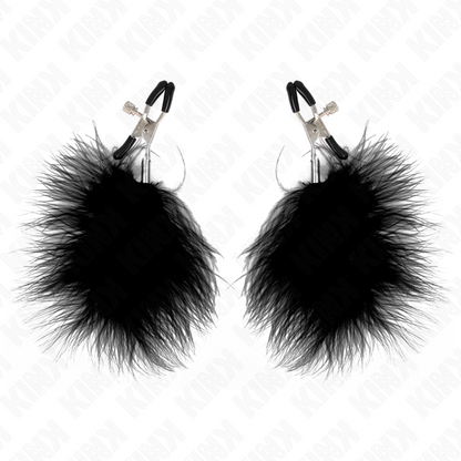 KINK - NIPPLE CLAMPS WITH FEATHER BLACK 7 CM