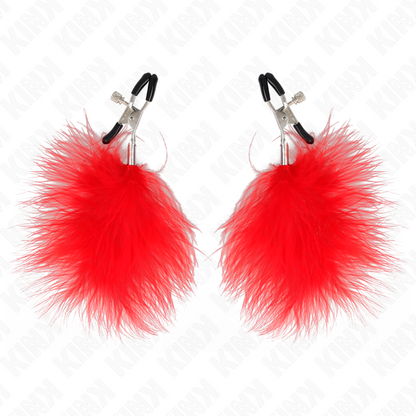 KINK - PINZAS PARA PEZONES CON PLUMA ROJO 7 CM