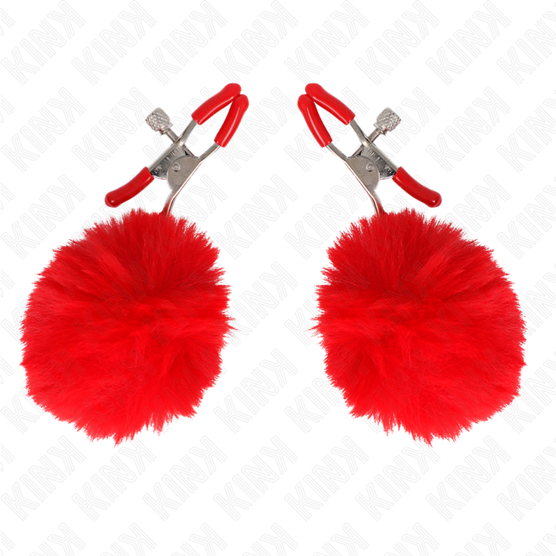 KINK - NIPPLE CLIPS WITH RED POM-POM 6 CM