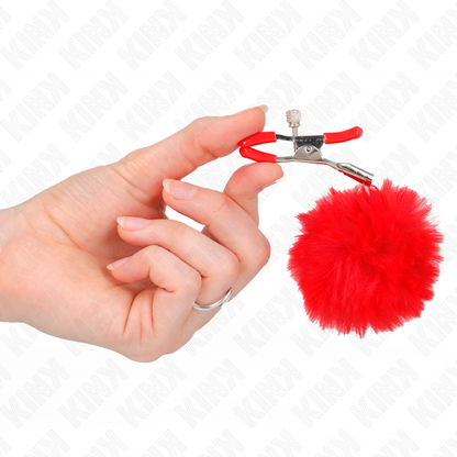 KINK - NIPPLE CLIPS WITH RED POM-POM 6 CM
