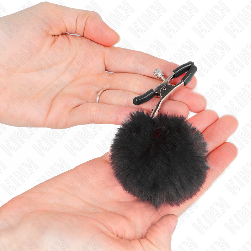 KINK - NIPPLE CLIPS WITH BLACK POMPON 6 CM