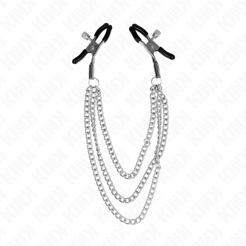 KINK - NIPPLE CLIPS WITH TRIPLE CHAIN ​​SILVER 20/23/28 CM
