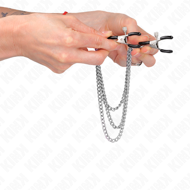 KINK - NIPPLE CLIPS WITH TRIPLE CHAIN ​​SILVER 20/23/28 CM