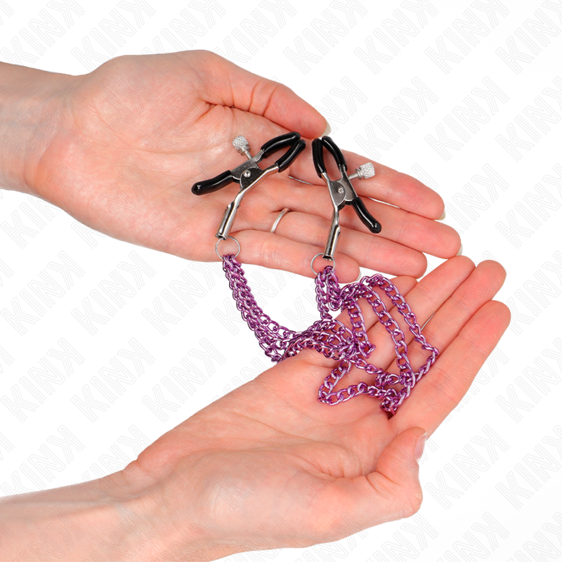 KINK - NIPPLE CLIPS WITH TRIPLE CHAIN ​​VIOLET 20/23/28 CM