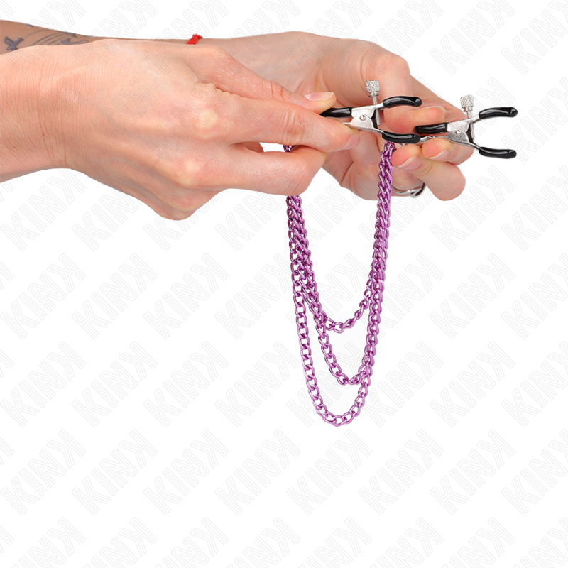 KINK - NIPPLE CLIPS WITH TRIPLE CHAIN ​​VIOLET 20/23/28 CM