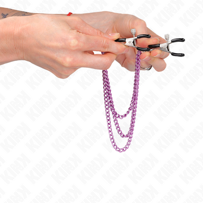 KINK - NIPPLE CLIPS WITH TRIPLE CHAIN ​​VIOLET 20/23/28 CM