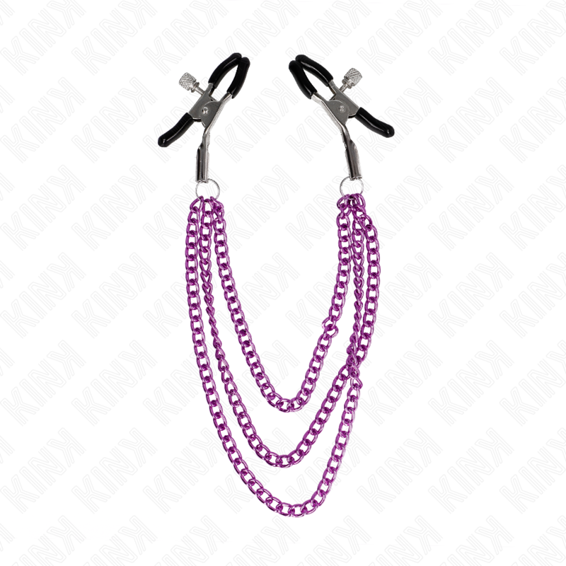 KINK - NIPPLE CLIPS WITH TRIPLE CHAIN ​​VIOLET 20/23/28 CM