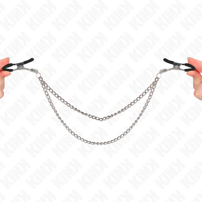 KINK - NIPPLE CLIPS WITH DOUBLE THICK CHAIN ​​SILVER 20/23 CM