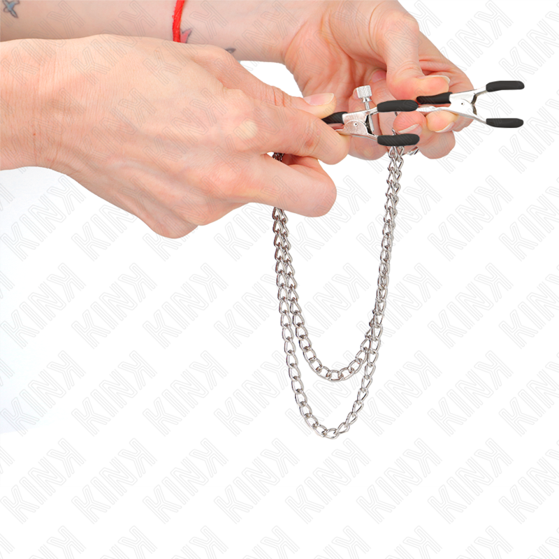 KINK - NIPPLE CLIPS WITH DOUBLE THICK CHAIN ​​SILVER 20/23 CM