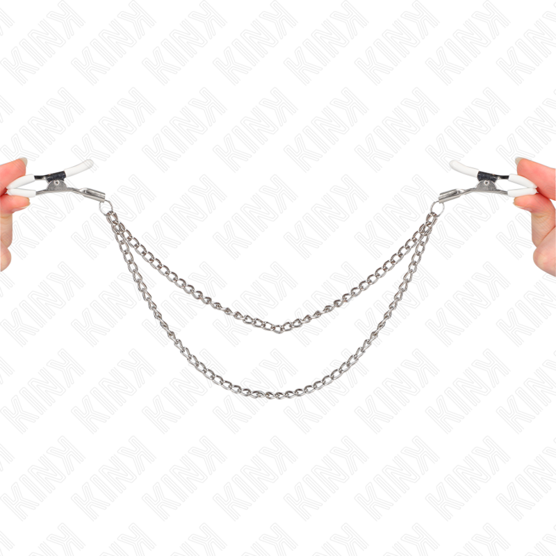 KINK - NIPPLE CLIPS WITH DOUBLE FINE CHAIN ​​SILVER 20/23 CM