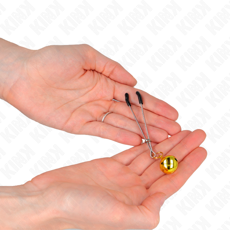 KINK - FINE NIPPLE CLAMPS WITH GOLDEN BELL 7 CM