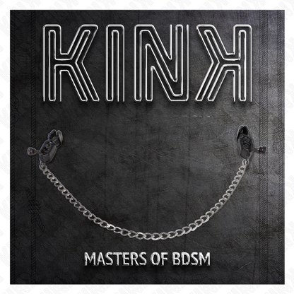 KINK - FLAT NIPPLE CLIPS BLACK WITH SILVER CHAIN ​​30 CM