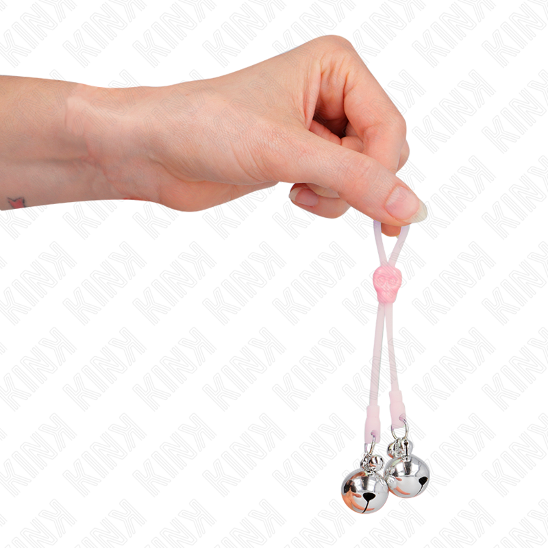KINK - Light Up Skull Nipple Clamps with Adjustable Sound Bell, Pink/Silver
