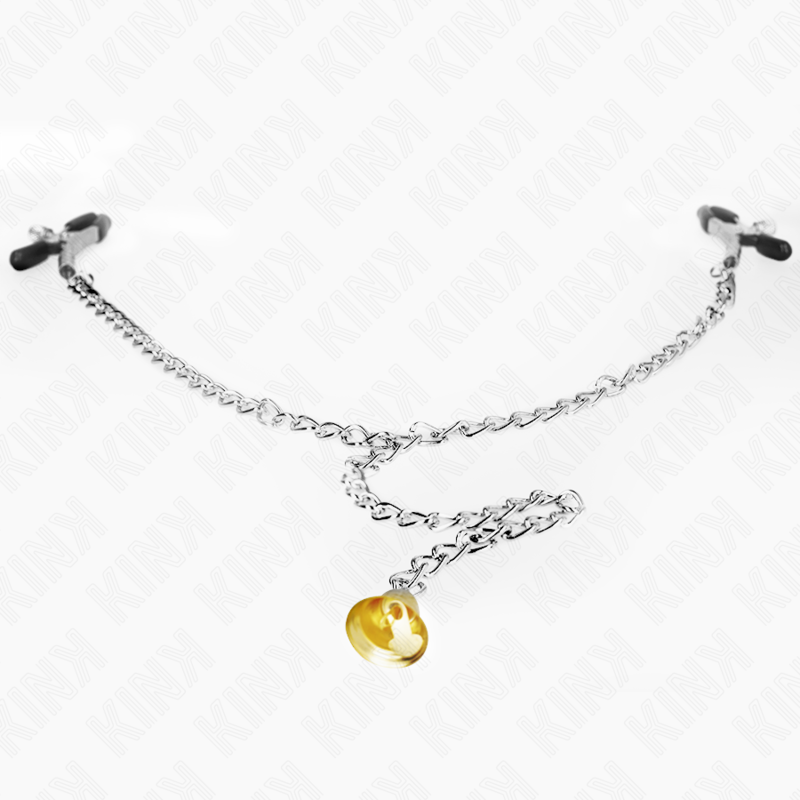 KINK - NIPPLE CLIPS WITH BELL, GOLDEN BELL AND CHAIN ​​30 CM