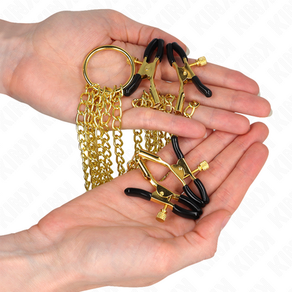 KINK - NIPPLE AND CLITORIS CLAMPS 4 ADJUSTABLE HOOKS GOLD