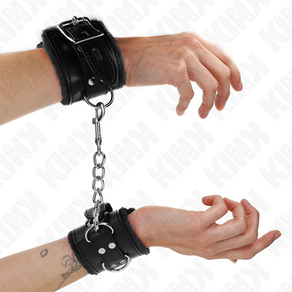 KINK - LINED BLACK WRISTBANDS WITH ADJUSTABLE BLACK STRAP 20-29 CM X 5.5 CM